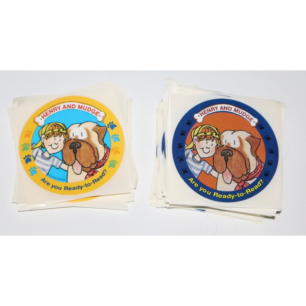 Henry and Mudge Ready-to-Read Vintage Sticker Lot 3 Inch Round Stickers